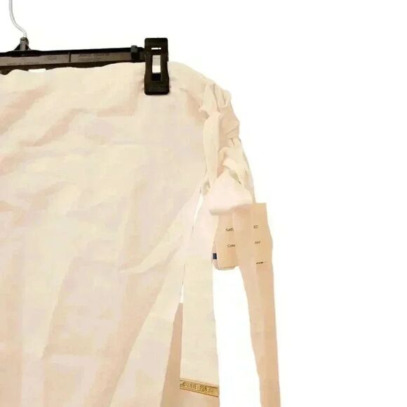 Anne Klein Women's White Linen/Viscose Faux Wrap Skirt w Elastic Waist NEW - Picture 2 of 11